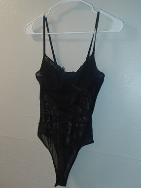 Unknown Maker Lingerie Sheer Black Lace Bodysuit Size medium